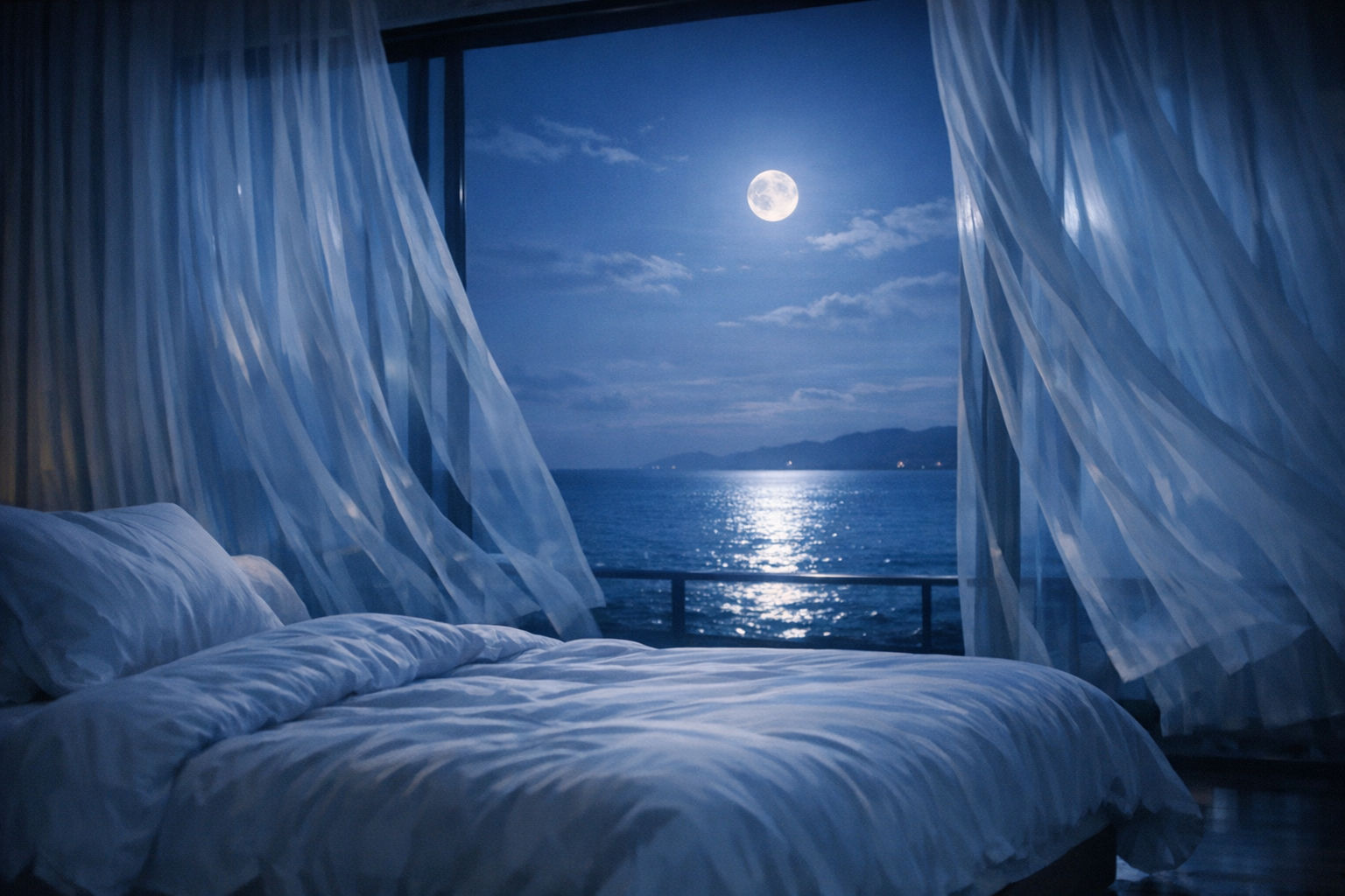 Peaceful nightscape with starry sky